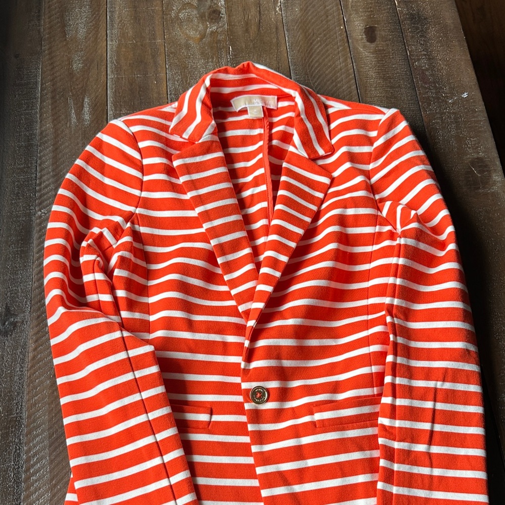 Michael Kors Orange and White Striped Blazer